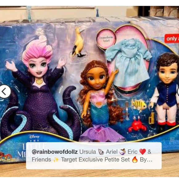 Disney’s The Little Mermaid Ariel, Ursula & Eric 6" Petite Doll Gift Set - Picture 7 of 12